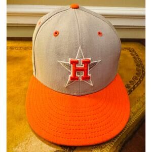 Houston Astros MLB Cooperstown Baseball Orange Gray Fitted New Era Hat Cap 7 1/8
